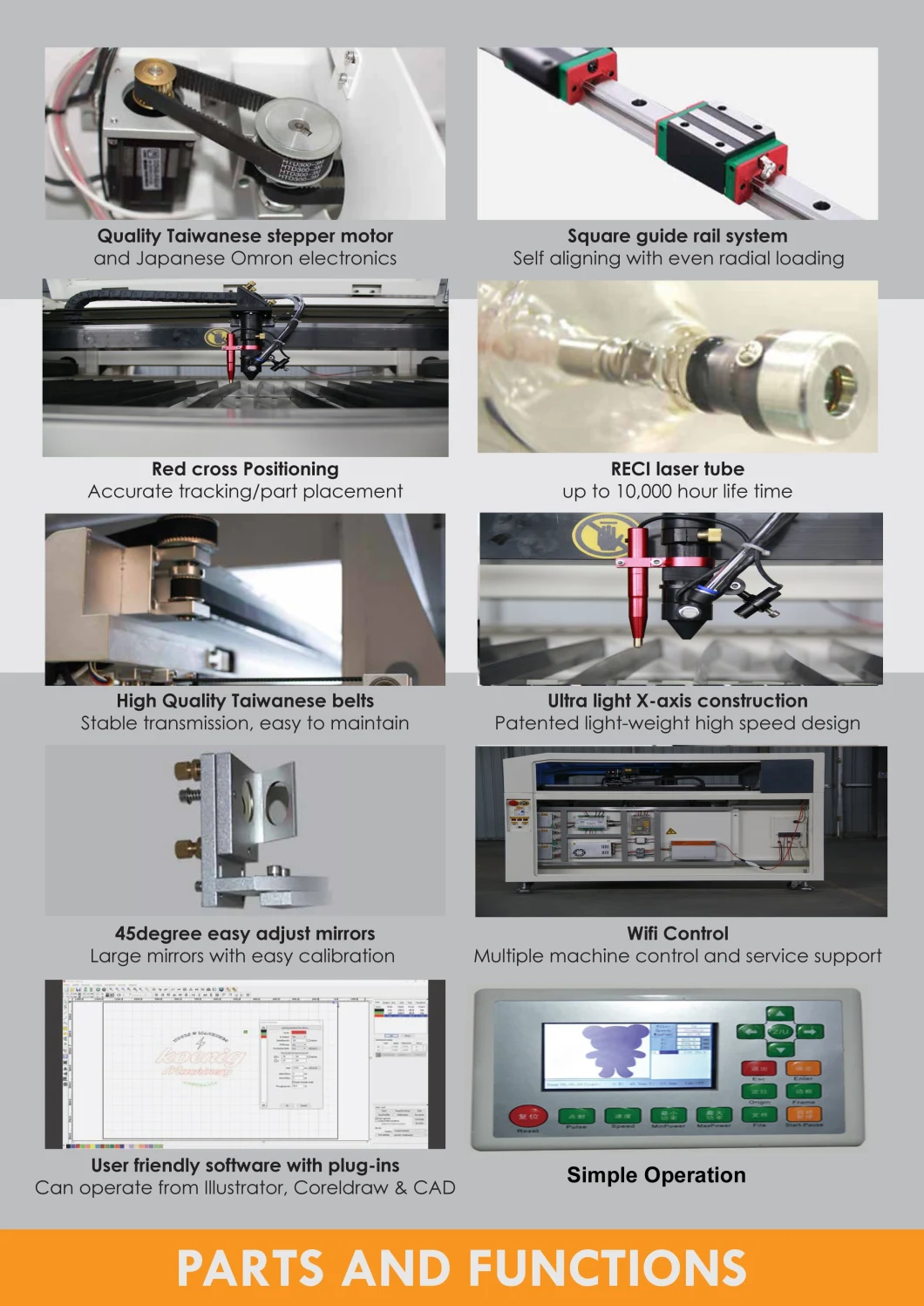 2513 150 Watt CNC Acrylic Sheet Carpet C02 Laser Cutting Machine