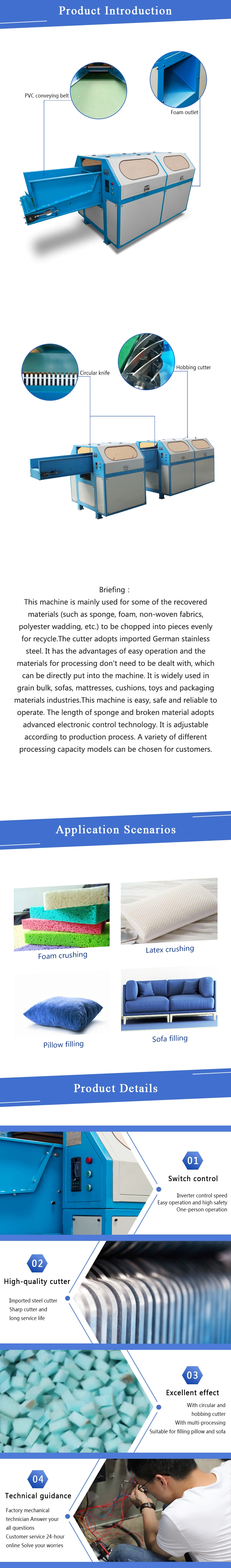 Sponge Cutter Recycle Dicing Foam Cutting Machine Dicing for Sofa Manufacturing