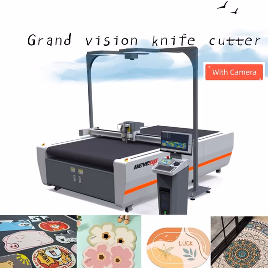 Automatische CNC-Messerschneidemaschine für bedruckte Teppiche für Automatten, Ledersitzpolster, Fiberglas-Kohlenstoffstoff, Türboden, Deckenkissen, Pelzvorhangstoff